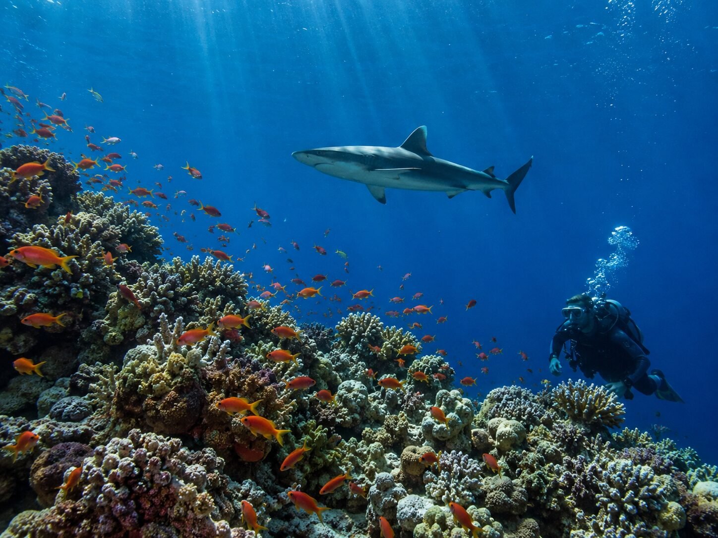 Arrecife de coral en el Mar Rojo, buceo en Egipto en aguas cristalinas